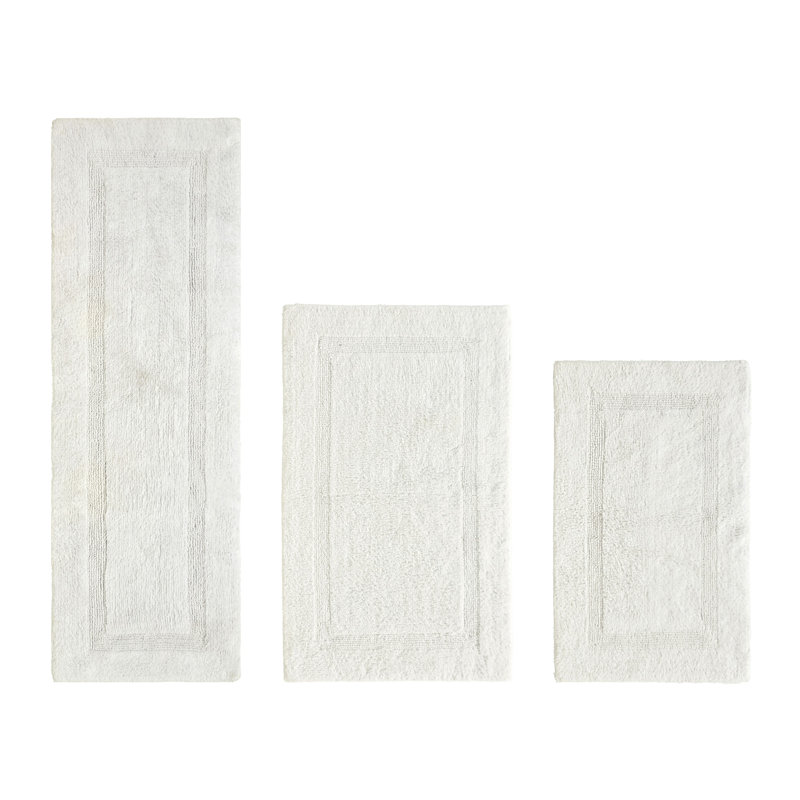 Annerose Premium 100% Cotton 3 Piece Bath Rug Sets, Machine Washable, Super Absorbent & Tufted Weave Reversible Bath Mat for Bathroom, Shower, and Tub, Oeko-Tex Certified Bathroom Rugs