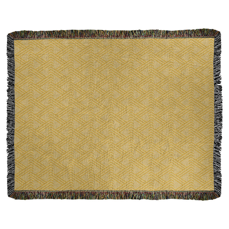 Couverture en coton tissé zigzag classique, L 37 po x L 52 po, Jaune beurre