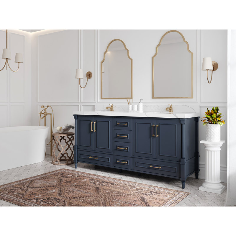 Hudson 72" Hale Blue Double Sink Vanity with Carrara Marble Top