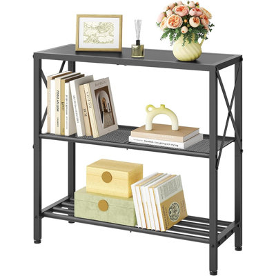 Industrial Console Table, 3-Tier Entryway Table, Metal ...