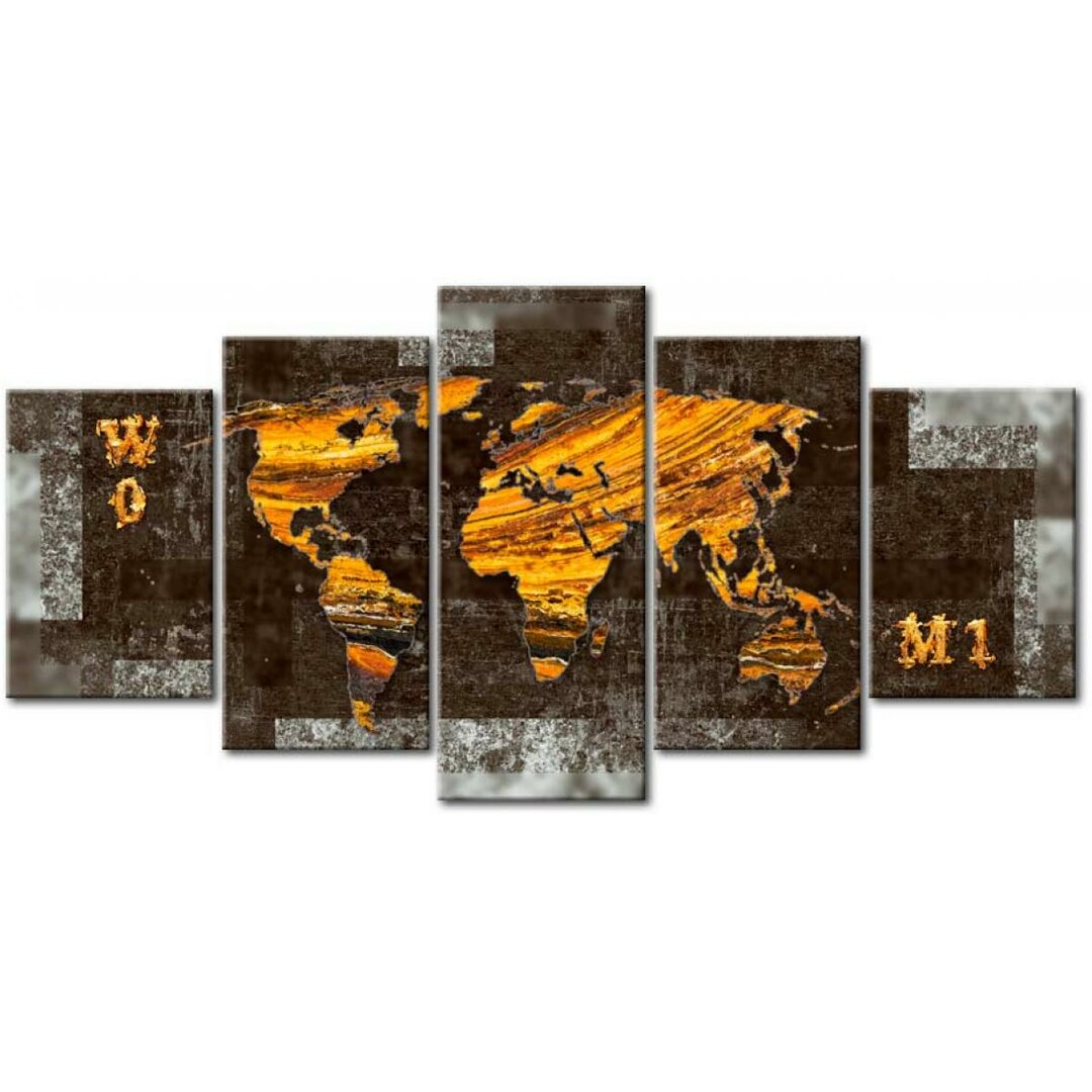 Hidden Treasure (World Map)' Grafik Kunst Mehrteiliges Bild auf verpackter Leinwand