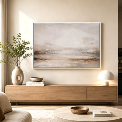 Quiet Expanse Serene Landscape Canvas Wall Art with Floating Frame, Ready to Hang