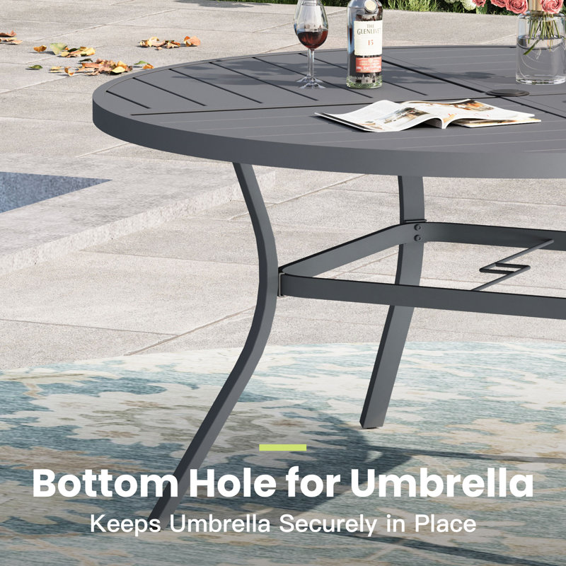50" Round Outdoor Patio Dining Table, Gray