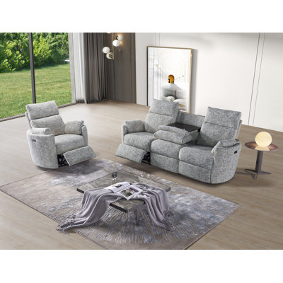 2-piece Upholstered Power Reclining Sofa + Power Swivel Recliner Set