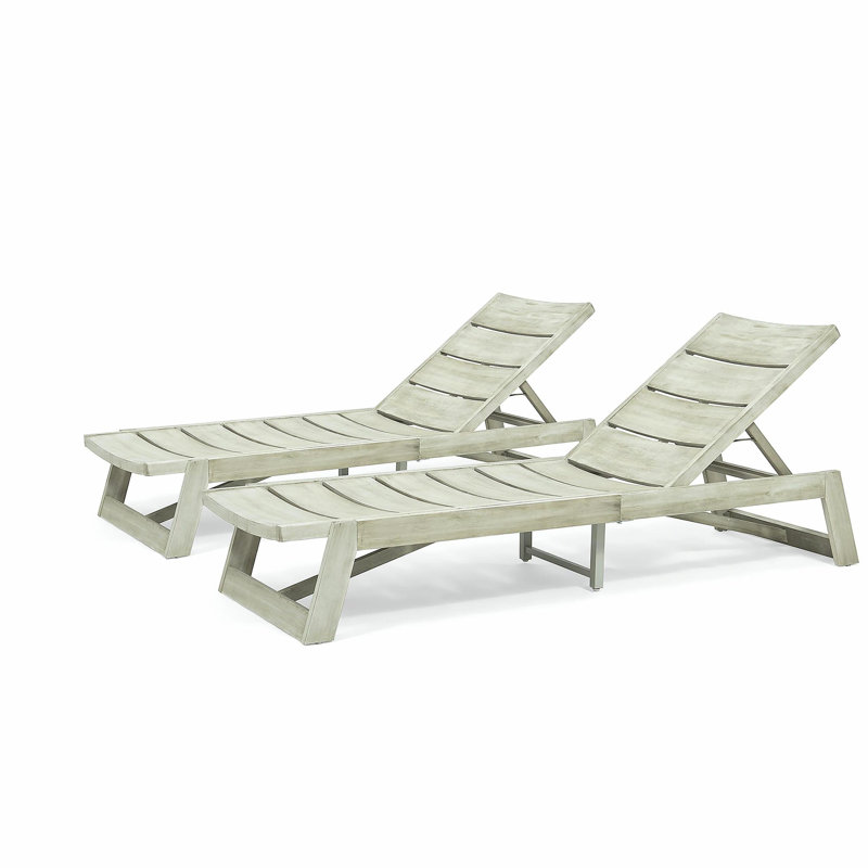 Chaise longue en bois, ensemble de 2, Chêne