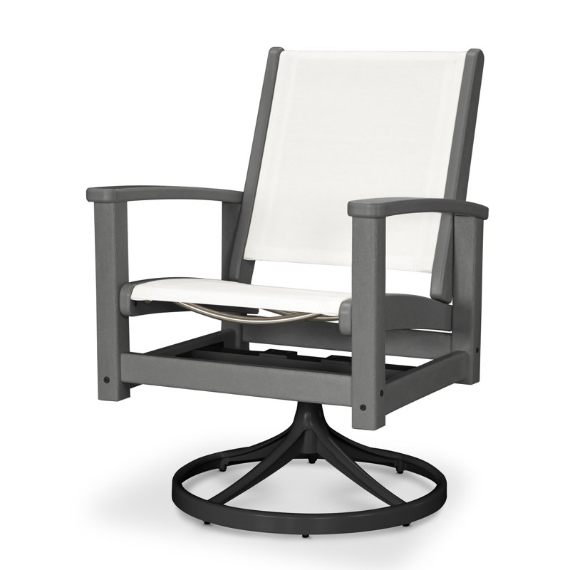 Chaise berçante pivotante POLYWOOD Coastal, Blanc satiné / blanc, Blanc