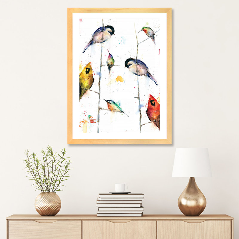 «Birds on Branches» - reproduction, H 16 po x l 24 po x P 1 po, Papier bois naturel