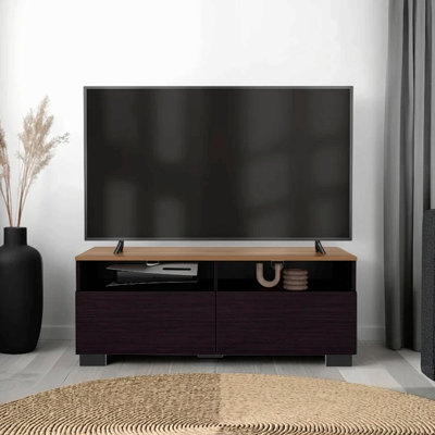 Colman Modern Tv Stand With Open Shelves And Compact Profile, Minimalist Media Console For Living Room Or Bedroom