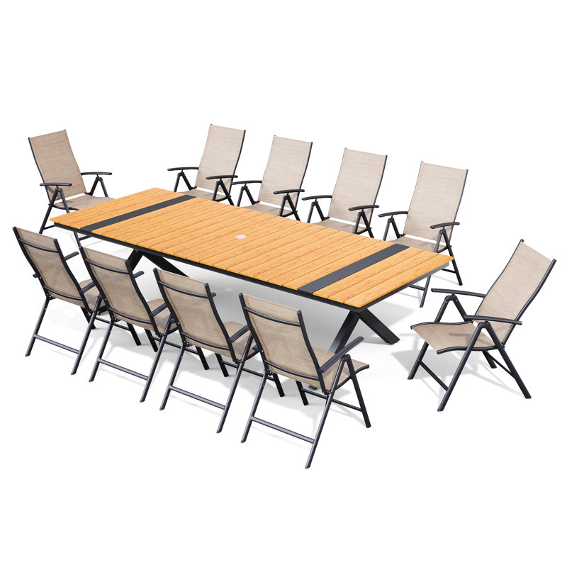 10 - Person Outdoor Dining Set With Foldable Chairs