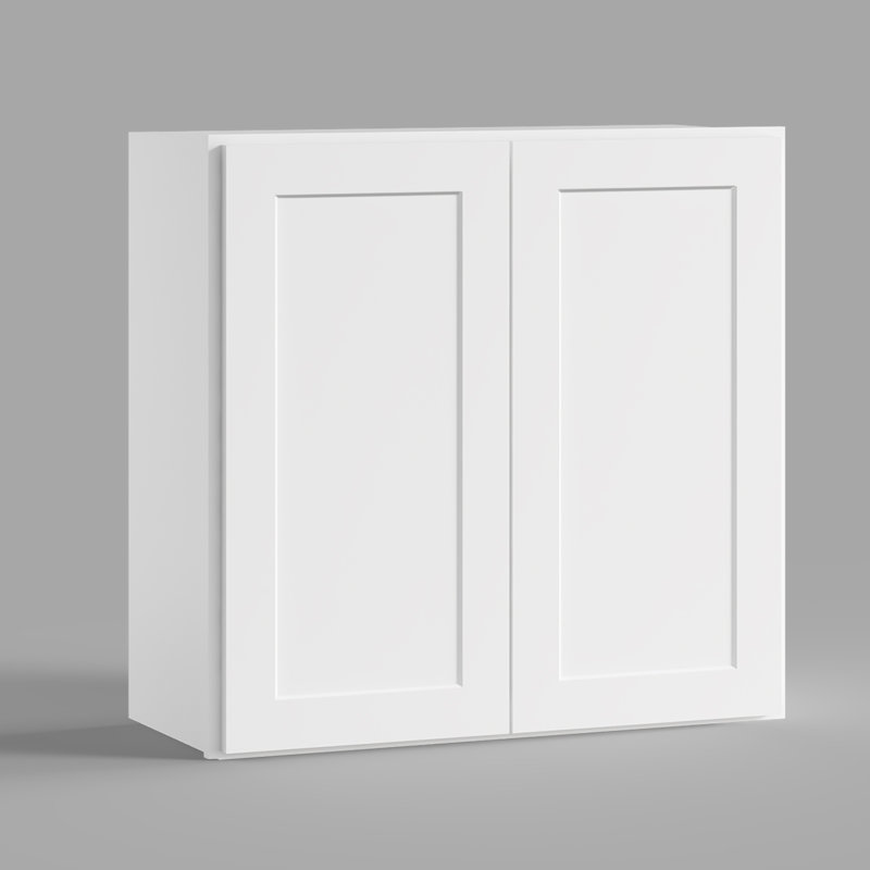 Armoire de cuisine blanche avec tablettes réglables l 33 po x H 36 po x P 12 po, Blanc shaker, L 33 po x H 36 po x P 12 po
