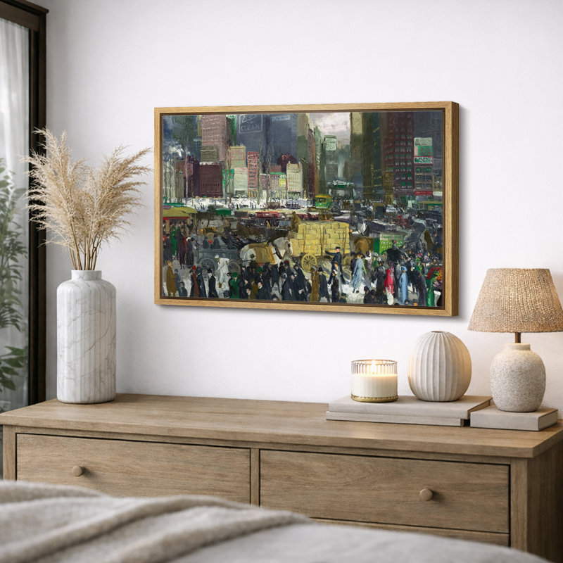 «Vintage City Street Market Scene», images de salon, impression sur toile encadrée sur toile., H 24 po x l 36 po
