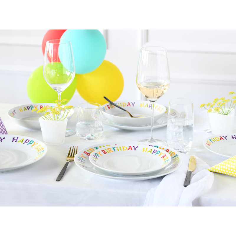 Happy Birthday Piece Porcelain Dinnerware Set - Service for 4
