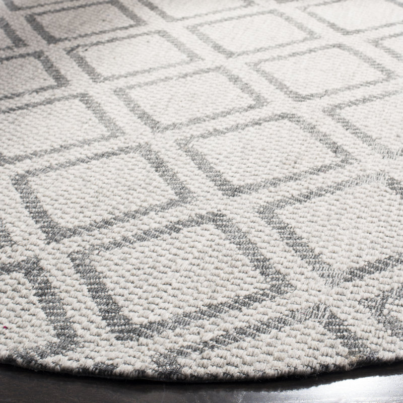 Tapis argent / gris foncé en laine touffeté à la main Costillo, Rond 5 pi