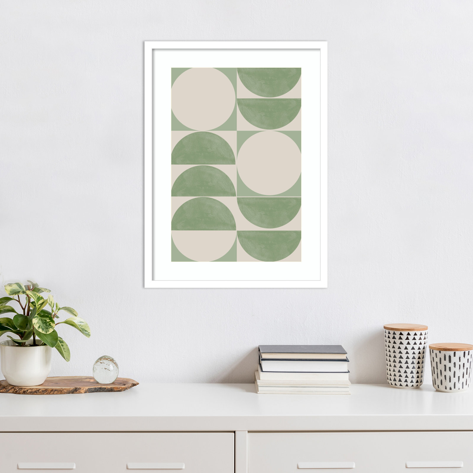 Mid Century Modern 01 Print, White, 25" H x 19" W