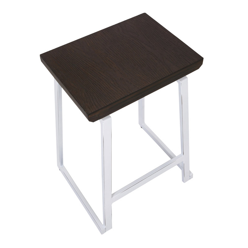 Avenell Counter Stool with Metal Frame, Vintage White/Espresso