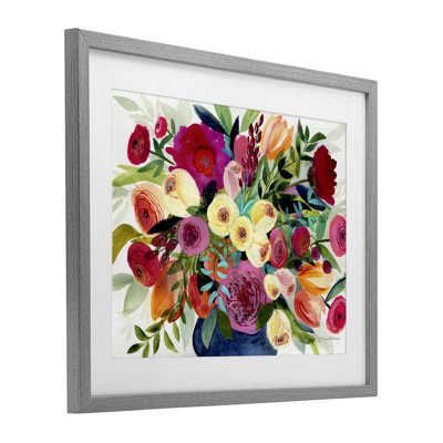 Morning Joy Bouquet Framed Print Under Glass, design by Suzanne Allard
