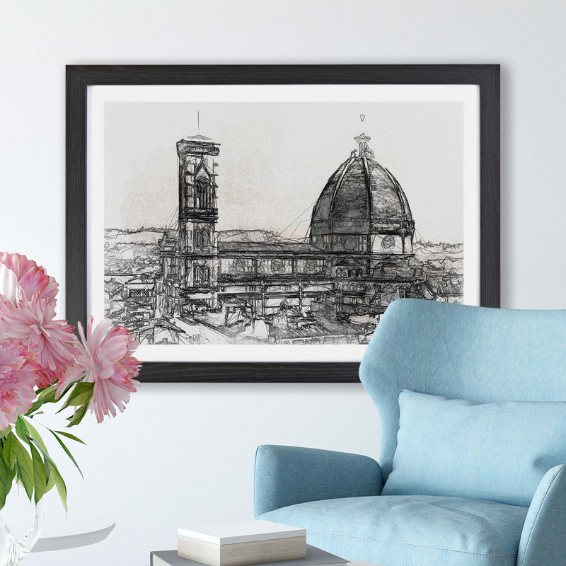 Florence Cathedral in Italy - Framed Print, Black, 62cm H x 87cm W x 2cm D