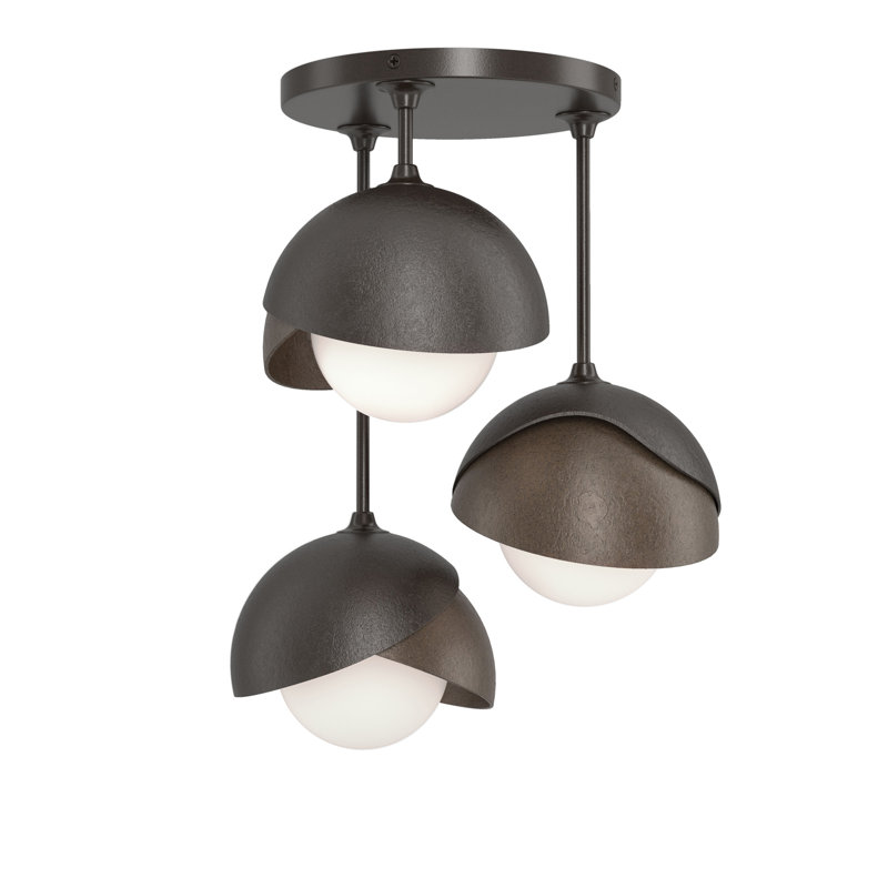 Brooklyn 3 - Light Double Shade Semi Flush Mount, Bronze, Oil Rubbed Bronze