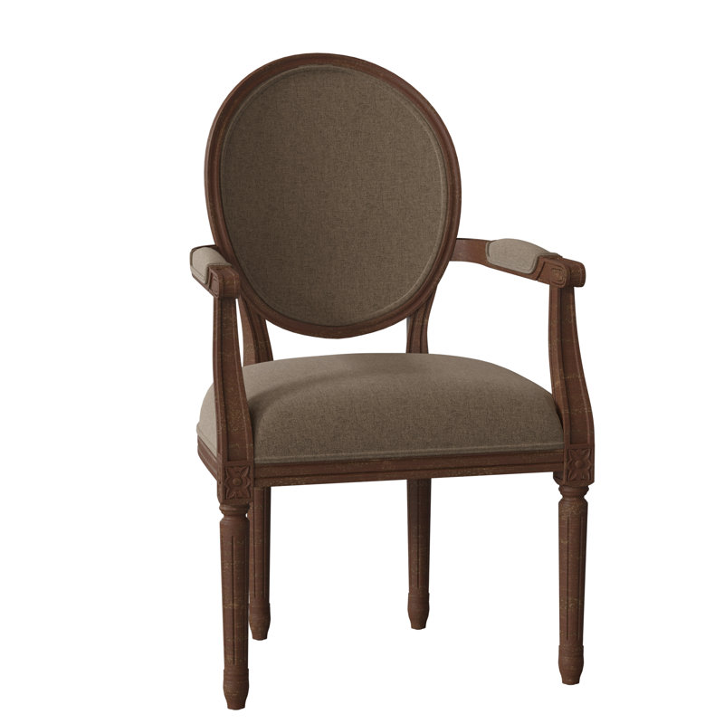 Helena Upholstered King Louis Back Arm Chair, Walnut, 3152 Putty