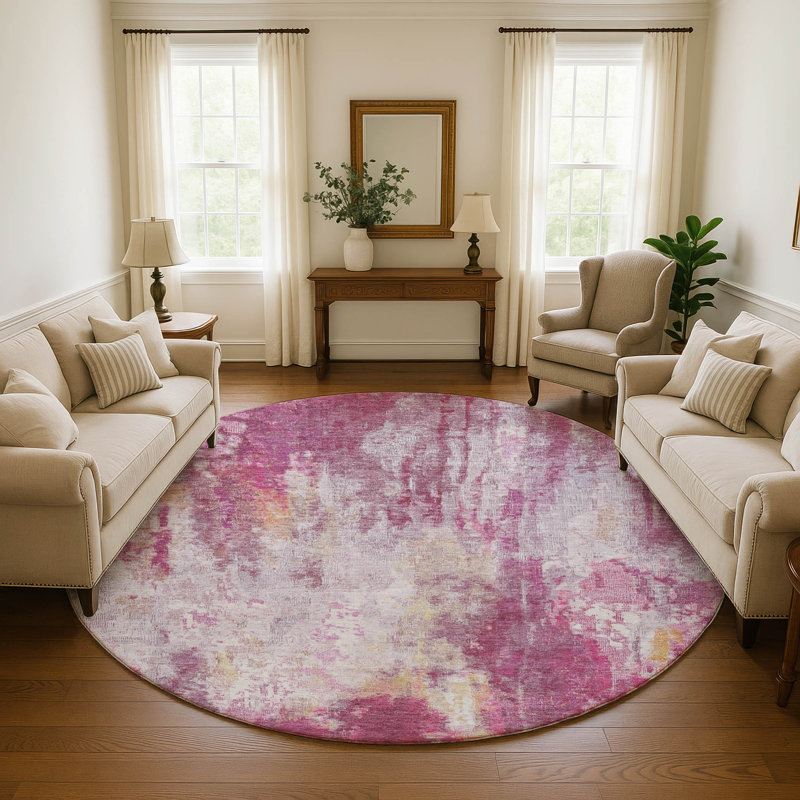 Premium Machine Washable Marasco AMF1640 Abstract Rug, Round 8'