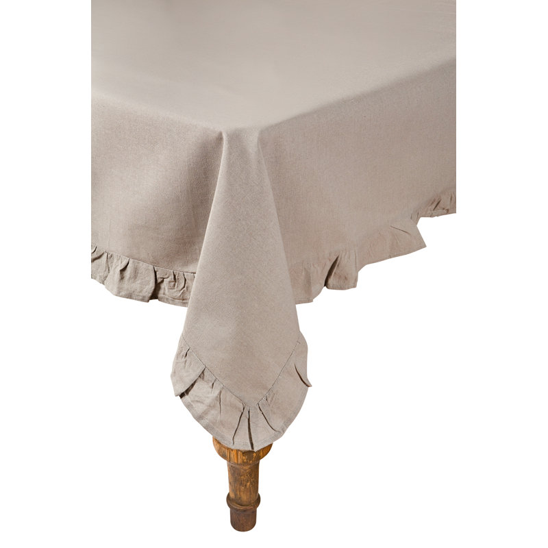 Ruffle Trim Tablecloth, 108" L x 72" W