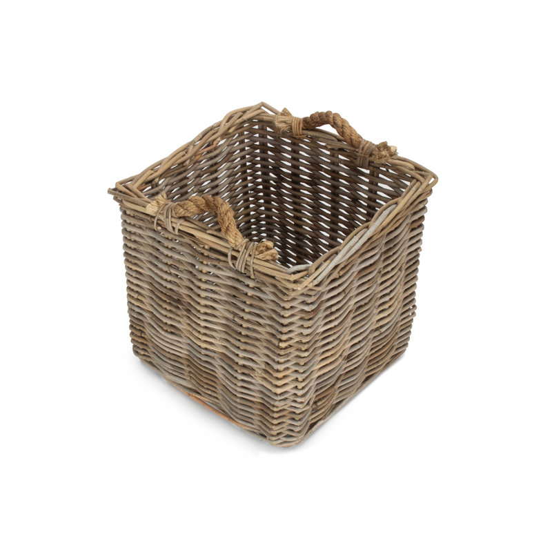 Angie Rattan Log Carrier Basket, 34cm x 33cm W x 33cm D