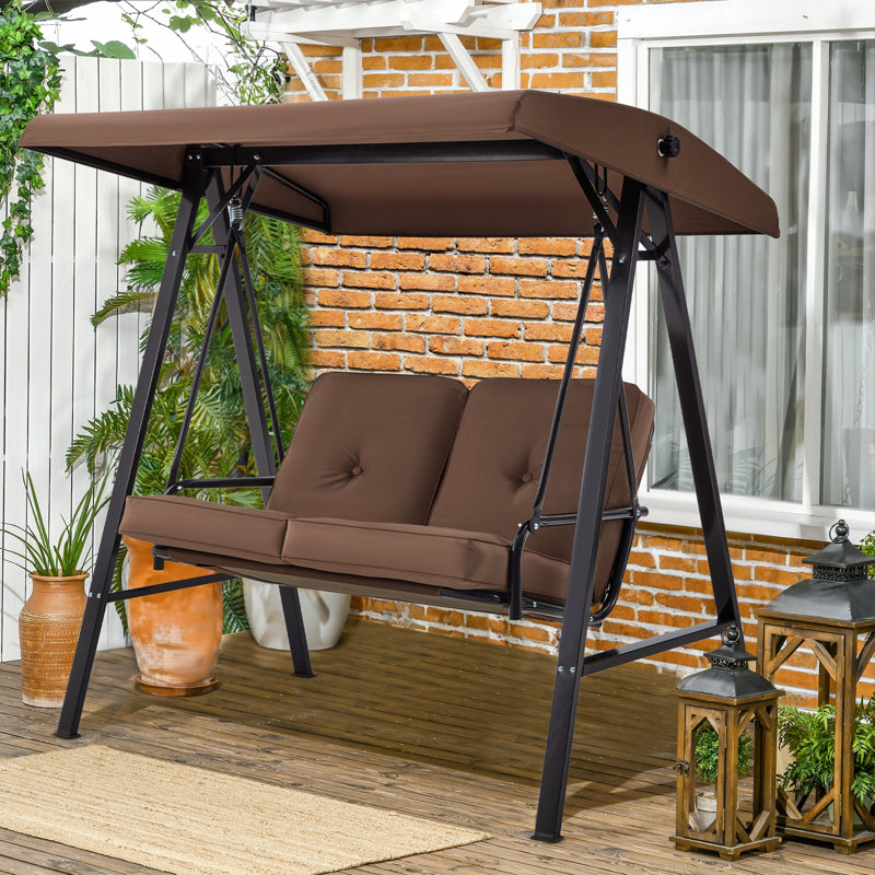 2 Person Porch Swing with Canopy, Brown