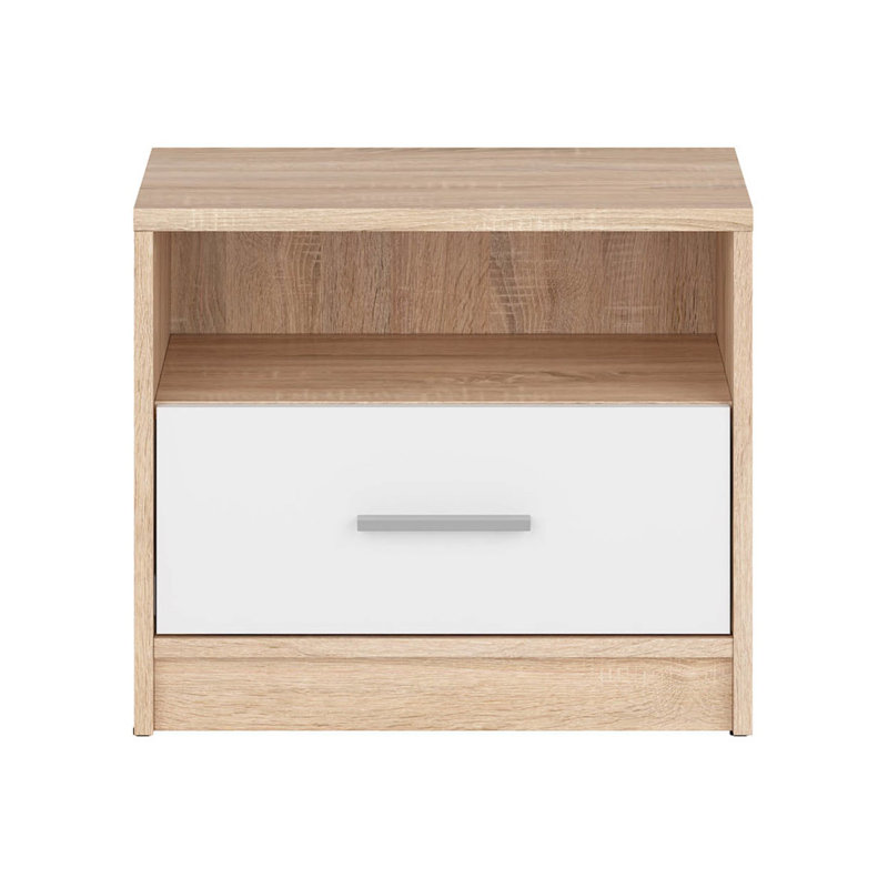 Nepo Plus 50cm W Composite Bedside Table, Oak Sonoma/White