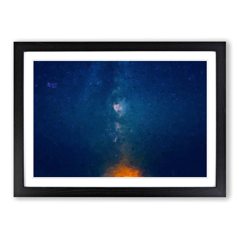 The Stars at Night in Abstract - Picture Frame Graphic Art Print, Black, 35cm H x 50cm W x 2cm D