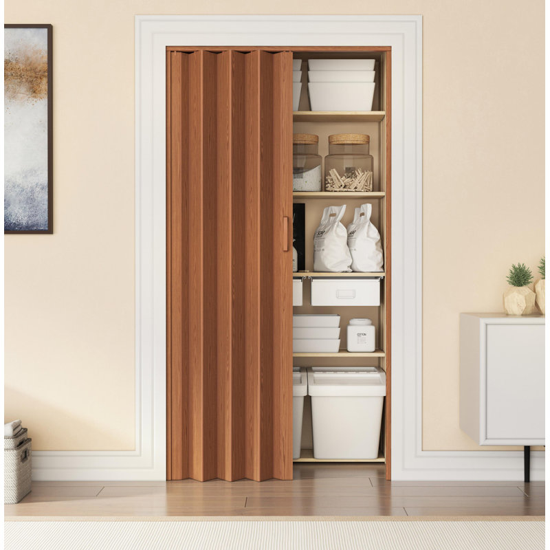 Portes accordéon pliables en PVC 32 "ou cloison d'intimité à usage interne, noyer, 80" H x 32" W x 0.75" D, Noyer