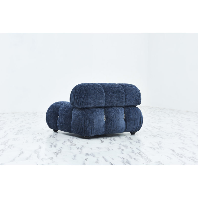 Fauteuil de chambre de 38 po de largeur Warthman, 100 % polyester bleu