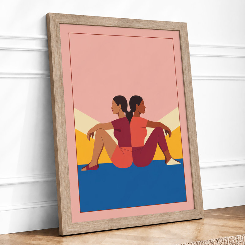 Back to Back Modern - Framed Print, A4 - 29.7 x 21.0 cm, Oak