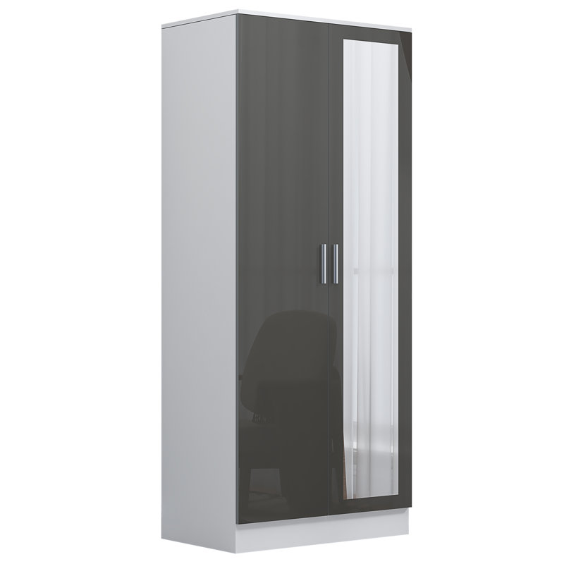 Osbourne 2 Door Wardrobe, Matte White/Gloss Grey