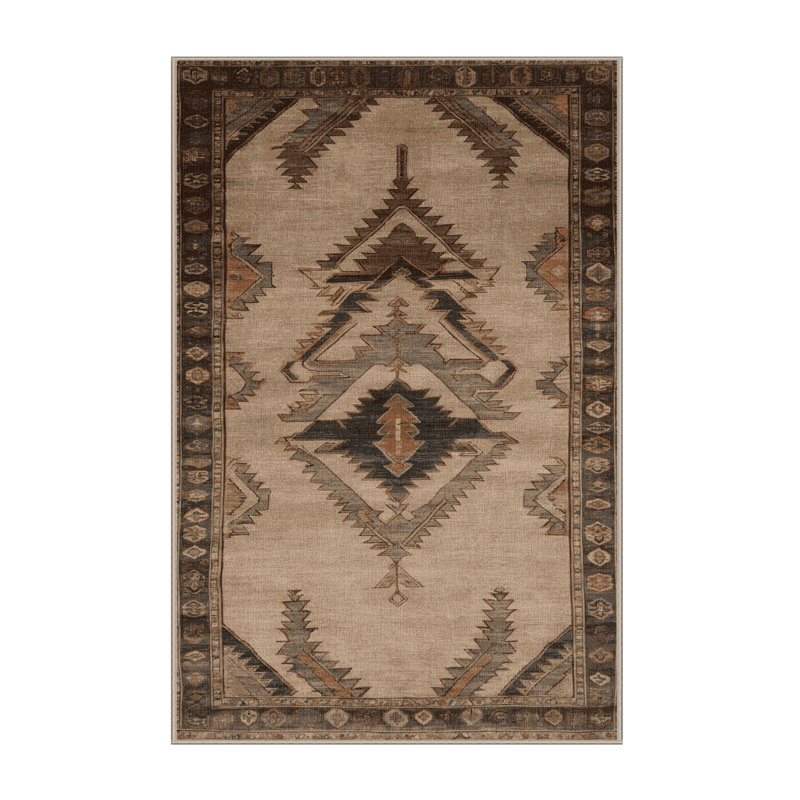 Machine Washable Persian Brown Area Rug, Rectangle 8' x 10'