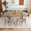 Ensemble de table de salle à manger 87 pouces en bois avec chaise rembourrée en similicuir-115827564-115827566