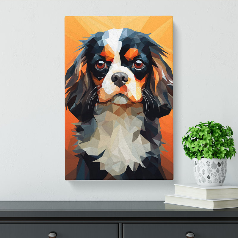 Cavalier King Charles Spaniel Geometric - No Frame Print, 76cm H x 50cm W x 3cm D