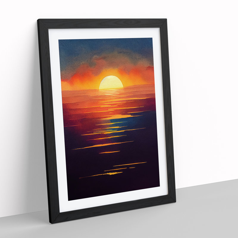 Endearing Sunset - Single Picture Frame Print, 64cm H x 46cm W, Black