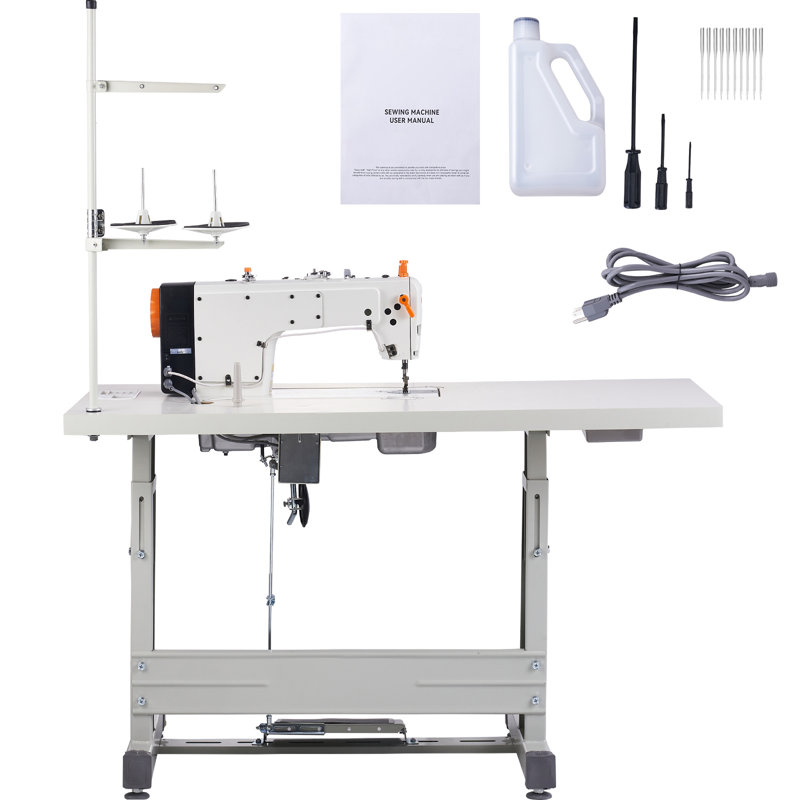 Machine à coudre industrielle, servomoteur de 550 W et support de table, machine à coudre à point noué robuste 5000 points/min, panneau de commande clair et système de démarrage/arrêt intelligent électromécanisé pour une utilisation simplifiée