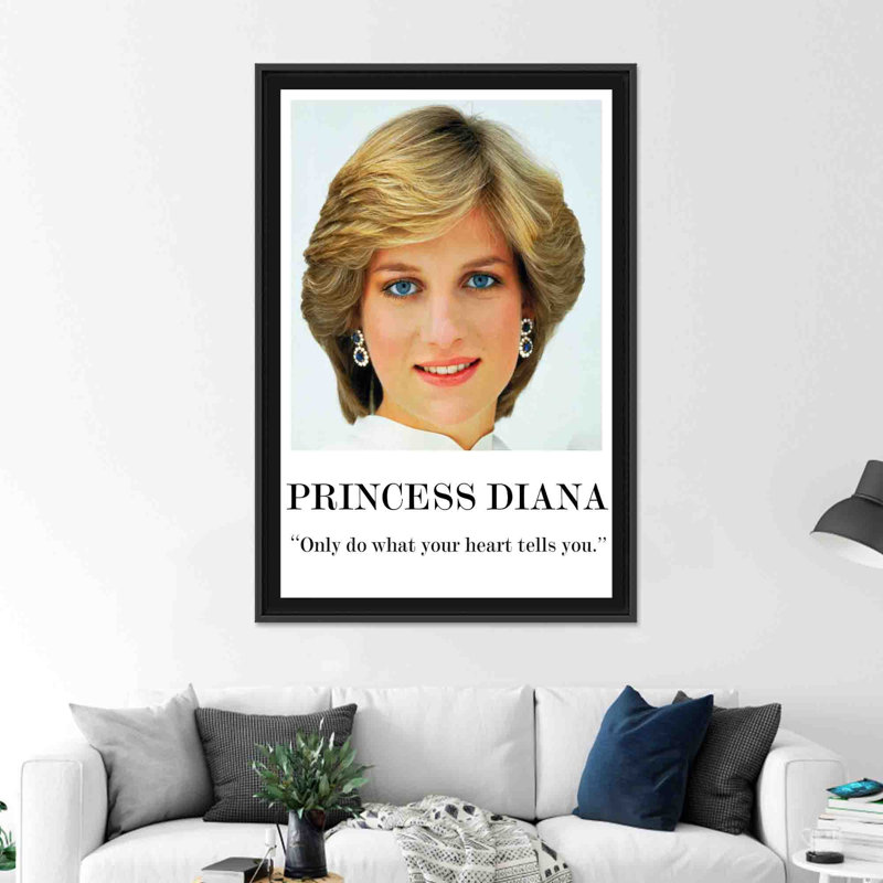 Princess Diana Tribute: Élégante décoration murale en toile imprimée, toiles 1P BlackFramed, 67 po H x 47,3 po l