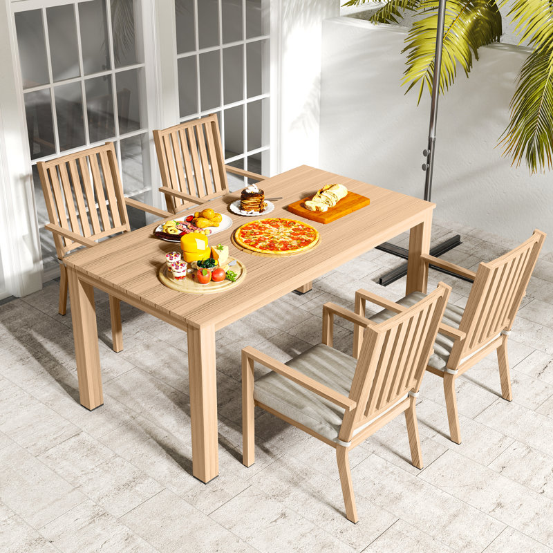 Ensemble repas de patio 5 pièces Deidre, Brun