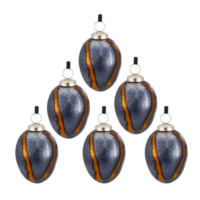Ornement en forme de boule de Noël en forme d'œuf, boules suspendues en verre pour décorations de fêtes, lot de 6