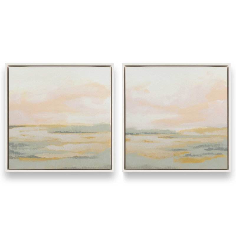 Ensemble de 2 champs de lumière pastel, H 17 po x l 34 po, Cadre flottant blanc opaque