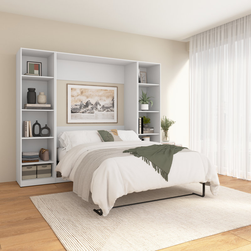 Lit escamotable Oneybrook, Blanc, Double
