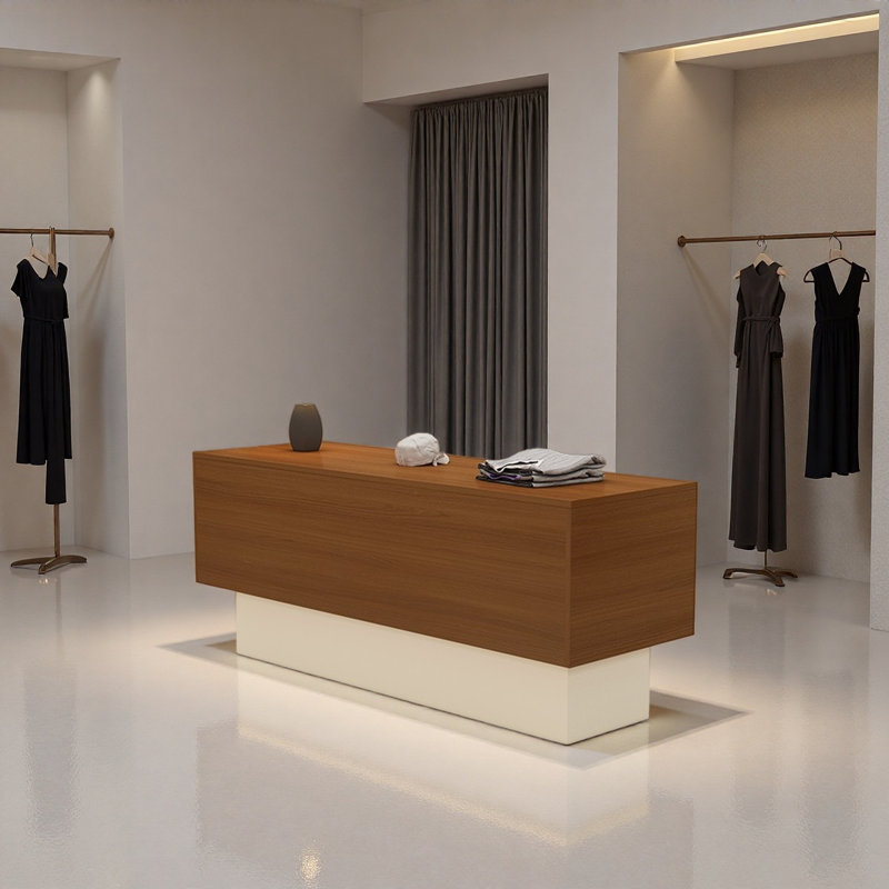 Présentoir dans le magasin de vêtements, Noyer / crème