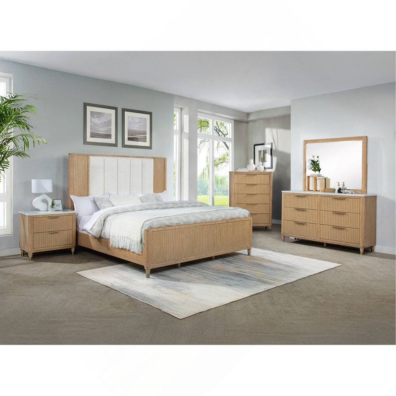 Vaste commode et commode à extension complète avec finition en bois naturel Modern Estesthetic