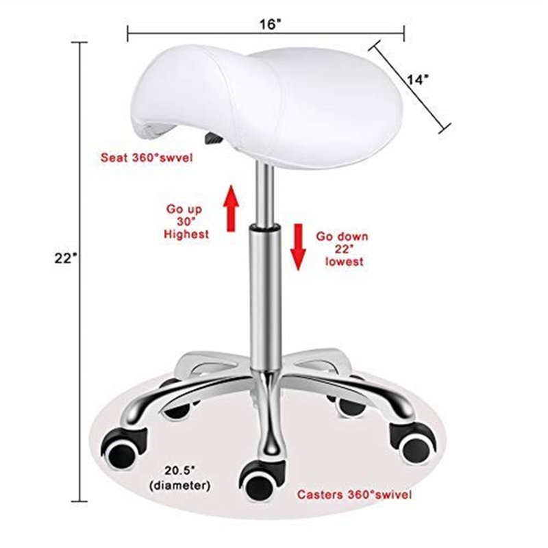 Maceus Adjustable Height Ergonomic Industrial Stool, White