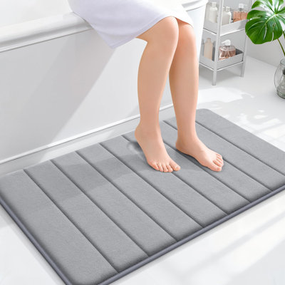 Memory Foam Bath Mat 36x24, Super Soft and Absorbent Bathroom Rugs，Grey, Quick Dry Bath Rug, Machine Washable Shower Floor Mats, Bathmat Carpet for Bathroom Floor, Tub and Shower