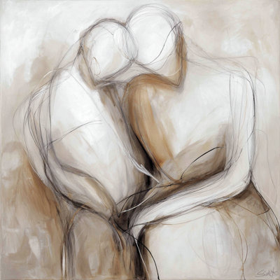 Neutral Embrace Study III Modern Abstract Wrapped Canvas Wall Art