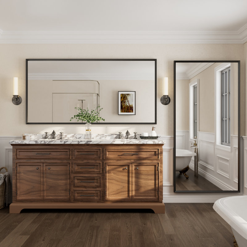 Miroir mural Amara, 72 po x 36 po, Matte Black