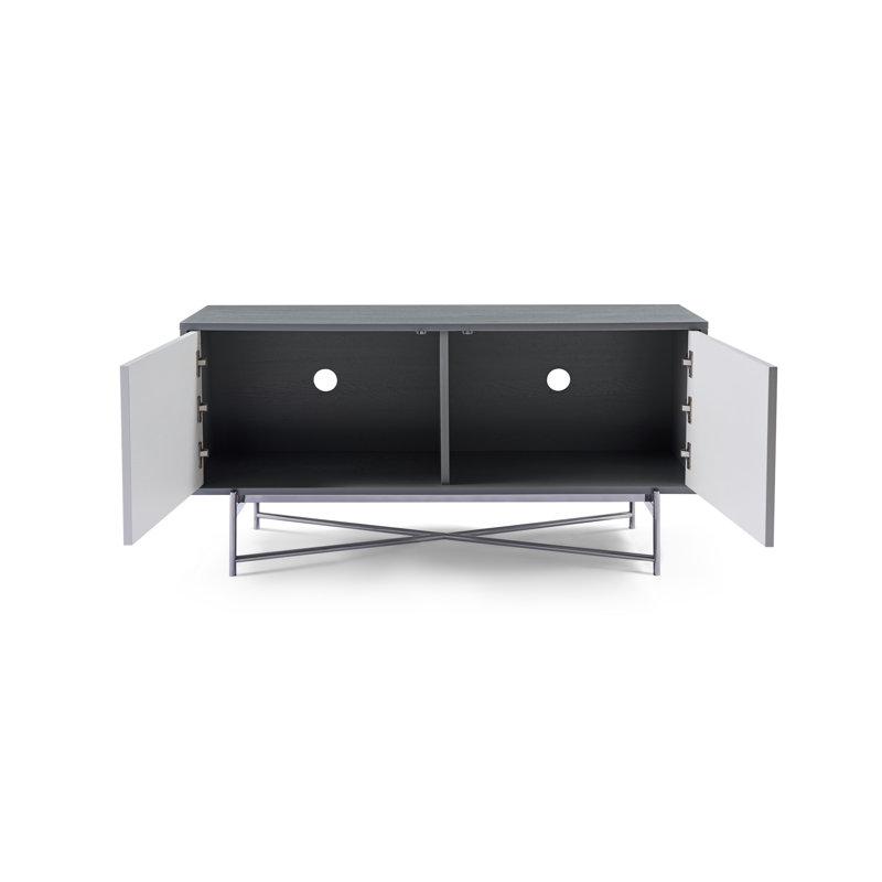 Alecsandrina Unfinished TV Stand for TVs up to 50", White/Dark Chrome